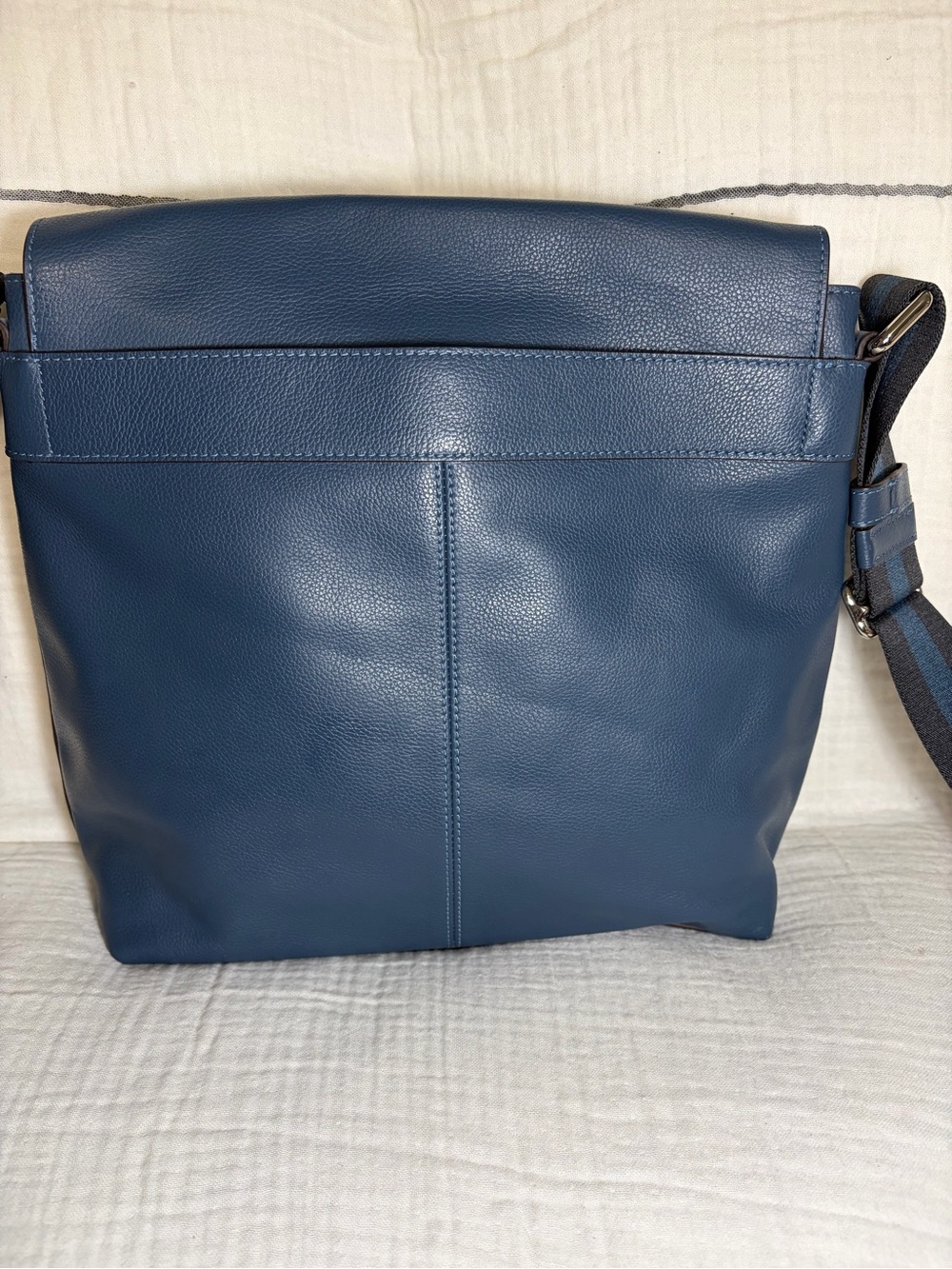 Coach Charles Navy Blue Leather Messenger Bag - Picture 3 of 14